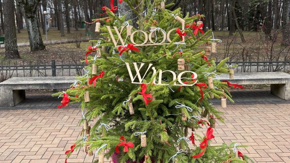 Natūralus vyninės „Wood&Wine“ eglutės grožis spindi FM99 eglučių parke!