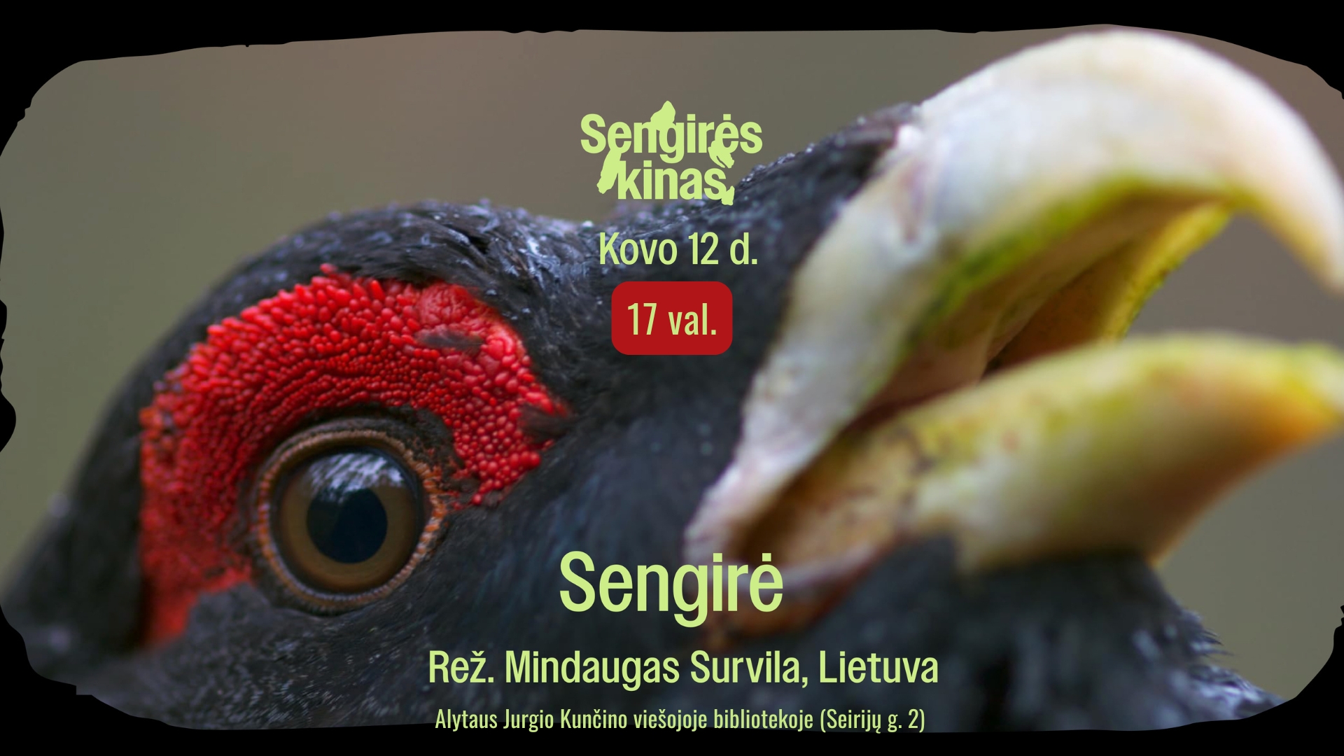 Alytaus Jurgio Kunčino viešojoje bibliotekoje filmo „Sengirė“ peržiūra pradedamas naujas kiną ir aplinkosaugą jungiantis projektas „Sengirės kinas“