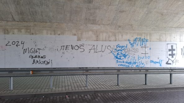 Žaliosios gatvės tilto tunelyje išpieštos sienos