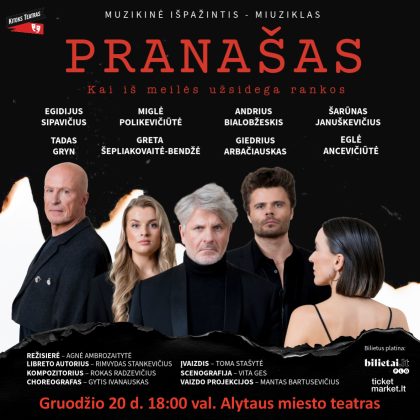 Muzikinė išpažintis – spektaklis, miuziklas „Pranašas. Kai iš meilės užsidega rankos“ Muzikinė išpažintis – spektaklis, miuziklas „Pranašas. Kai iš meilės užsidega rankos“