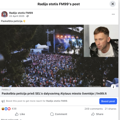 Už komentarą apie SEL FM99 feisbuke – Jonui teistumas ir tūkstantinė bauda Už komentarą apie SEL FM99 feisbuke – Jonui teistumas ir tūkstantinė bauda