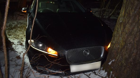 „Jaguar“ vairuotojas Alytuje trenkėsi į medį ir pabėgo, policija ieško liudininkų